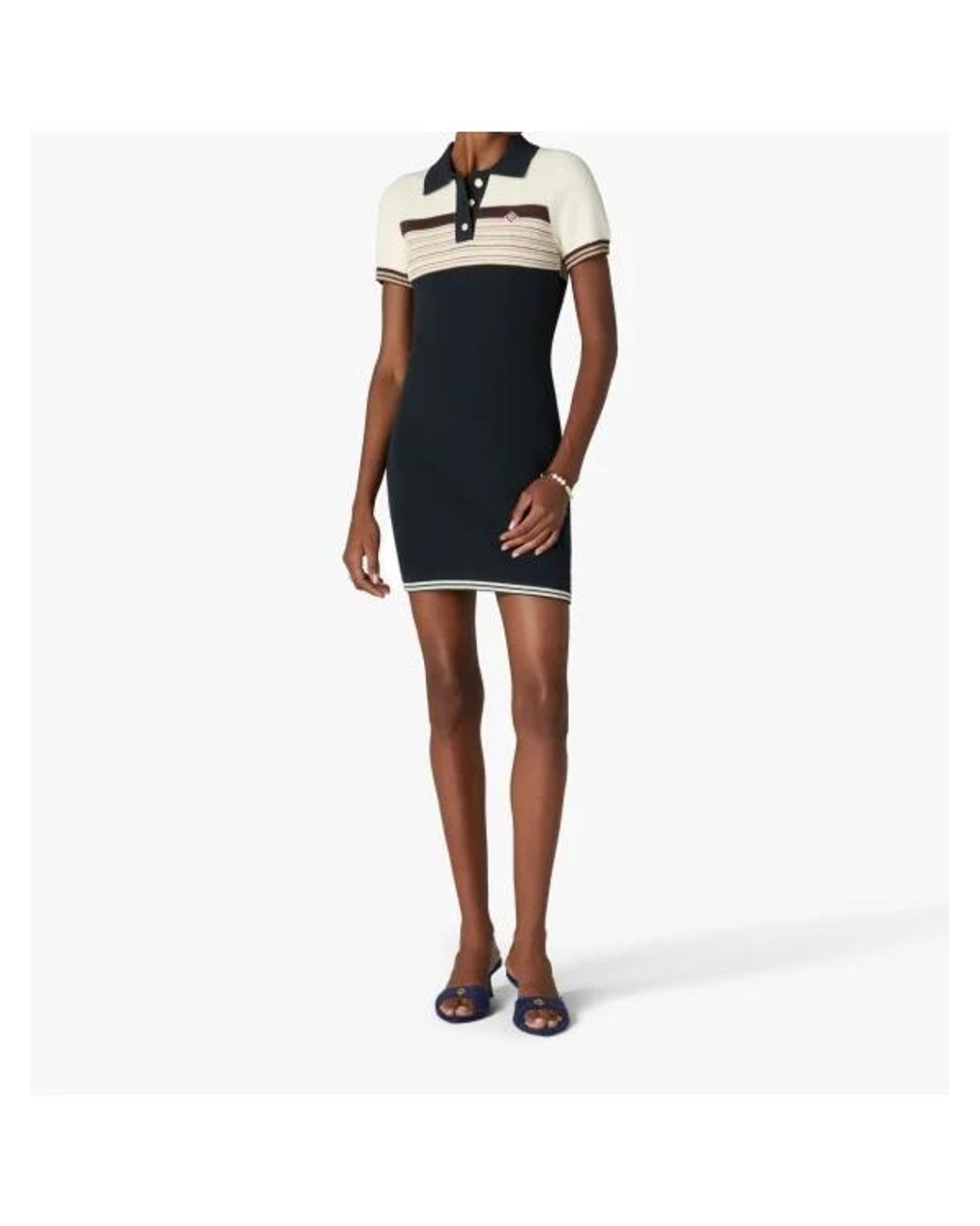 Casablanca Multicolor Café Stripe Polo Dress