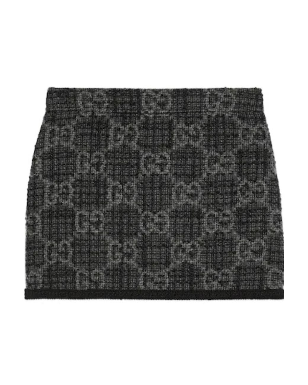 Gucci Black Gg Tweed Skirt