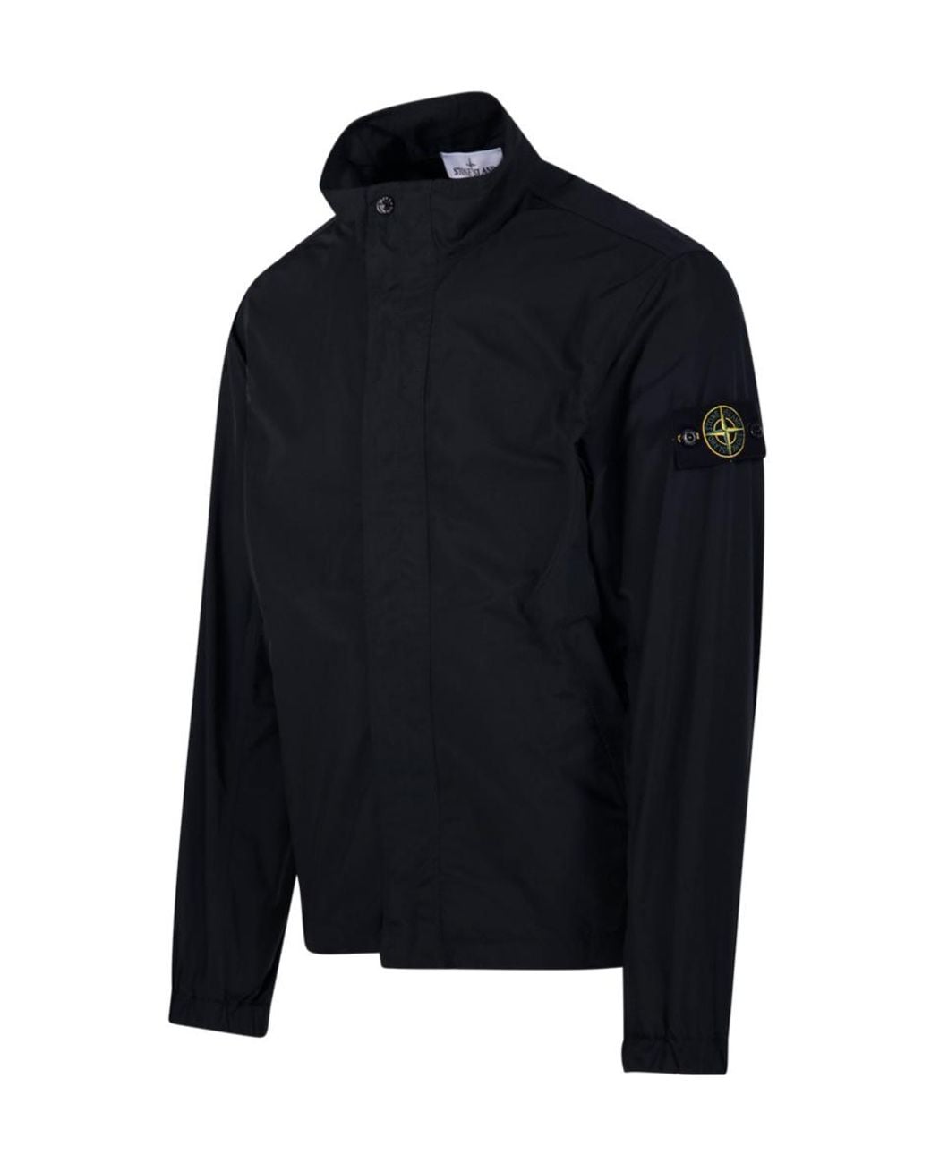 Stone Island Black Logo Patch High Neck Jacket for men