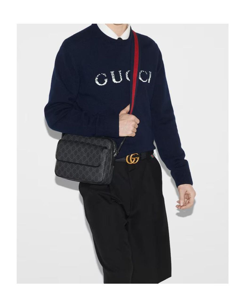 Gucci Black Small Gg Crossbody Bag for men