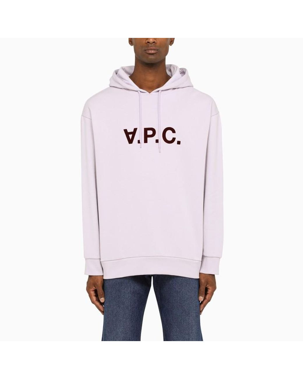 A.P.C. Gray Logo Printed Drawstring Hoodie for men