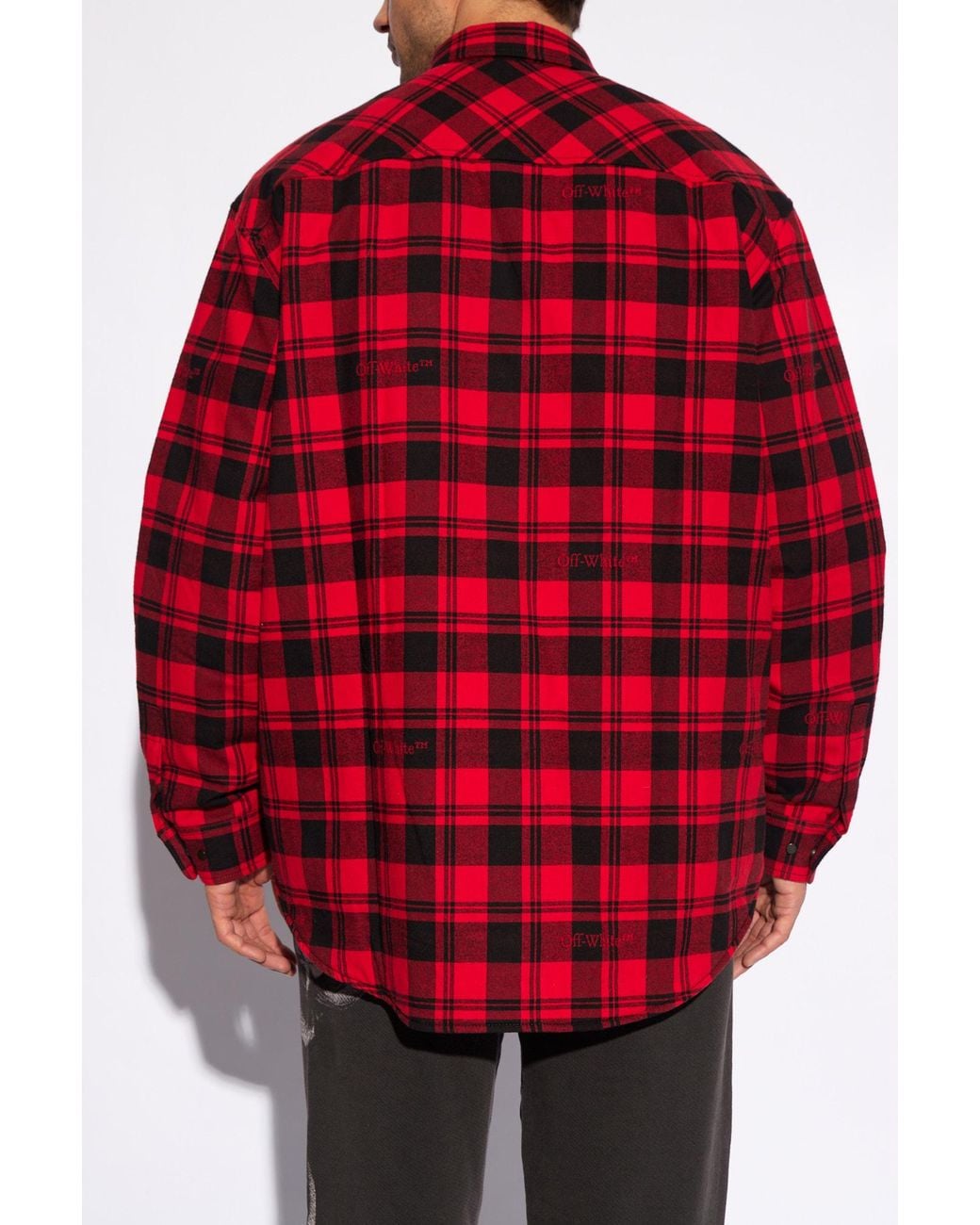 Off-White c/o Virgil Abloh Red Checked Long-Sleeved Shirt Jacket for men
