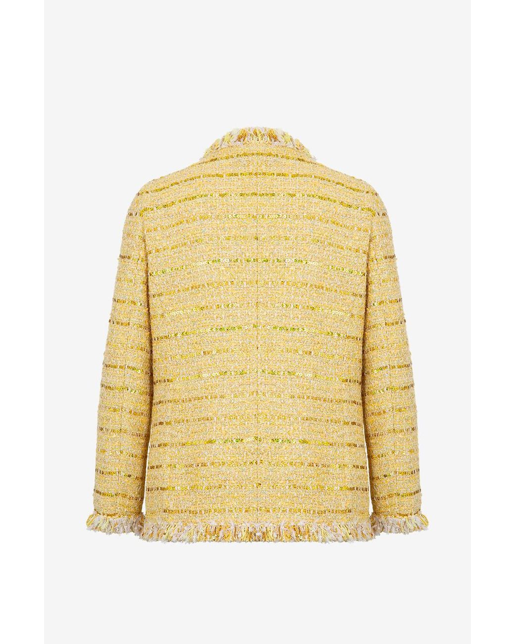 Giambattista Valli Yellow Sequin-Embellished Tweed Jacket