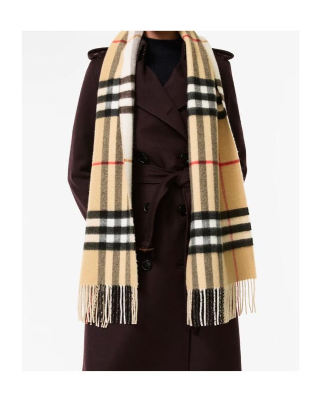 Burberry Natural Reversible Check Cashmere Scarf for men