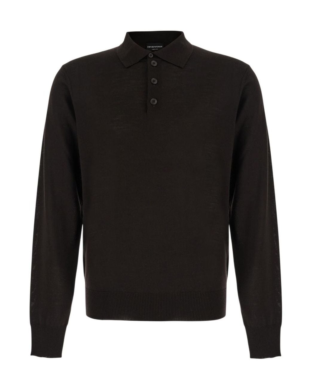 Emporio Armani Black Buttoned Polo Knitted Top for men