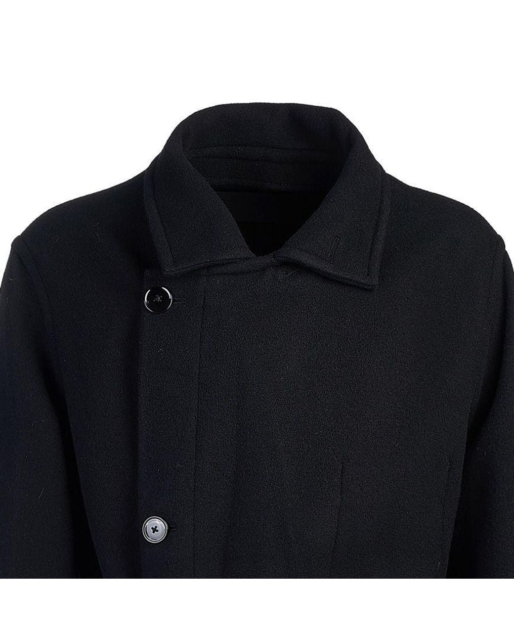 Lemaire Black Wool Coat for men
