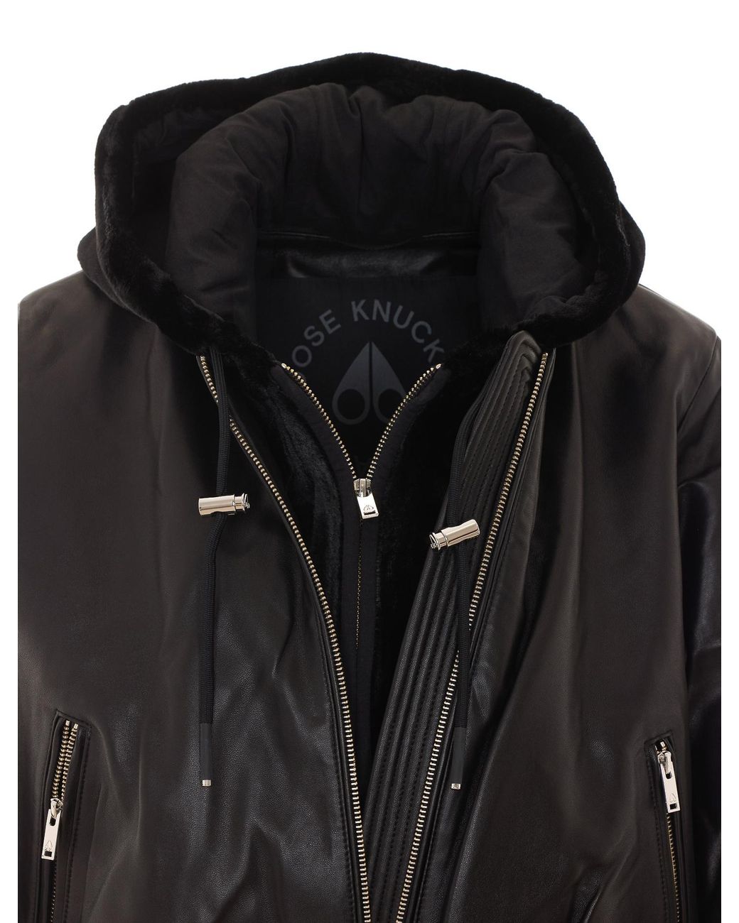 Moose Knuckles Black Zip-Up Hooded Jacket