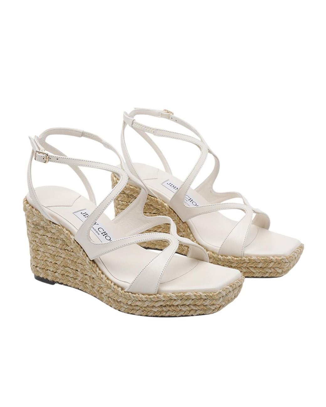 Jimmy Choo White Ayla 85 Platform Espadrilles