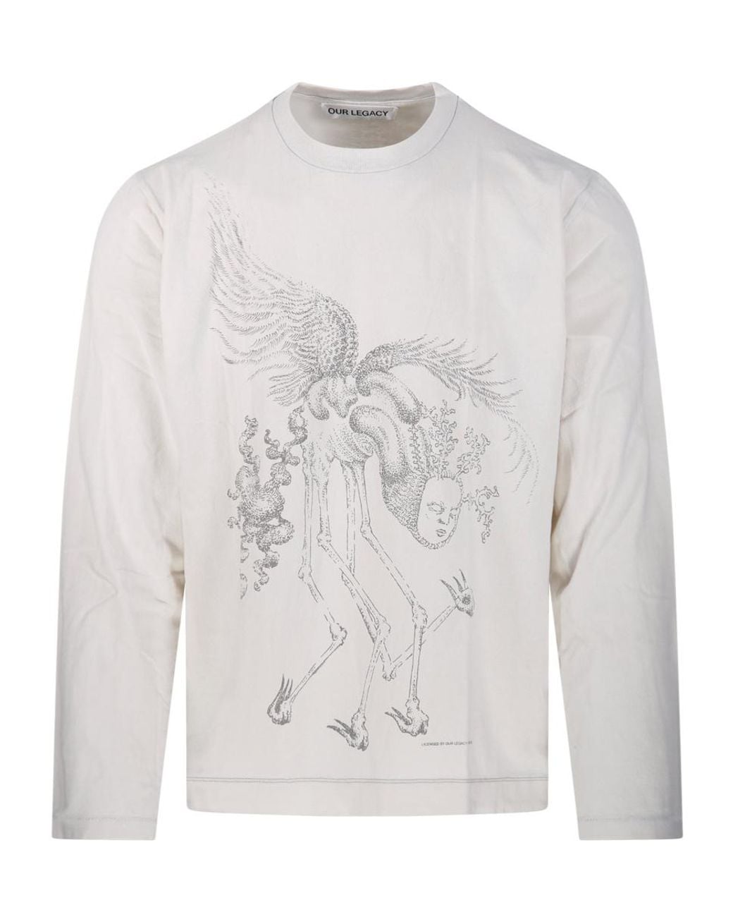 Our Legacy White Box Graphic Long Sleeve T-Shirt for men