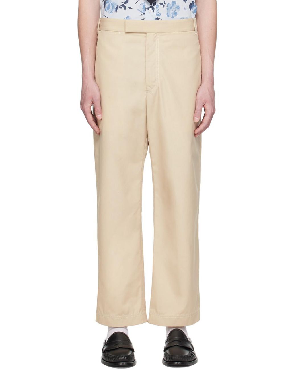 Thom Browne Natural Mid-Rise Straight-Leg Tailored Trousers for men
