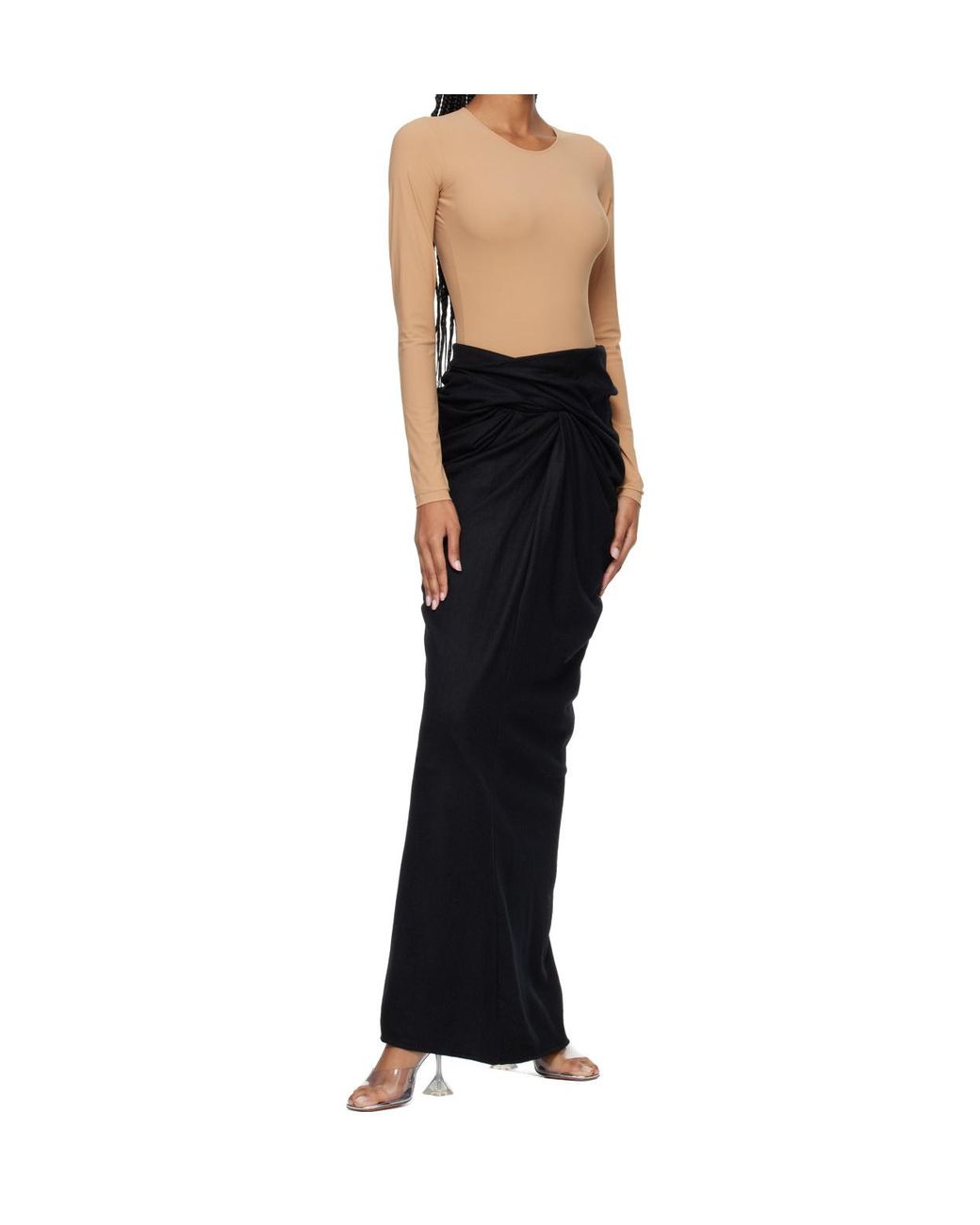 Entire studios Black Pleated Slit Skirt