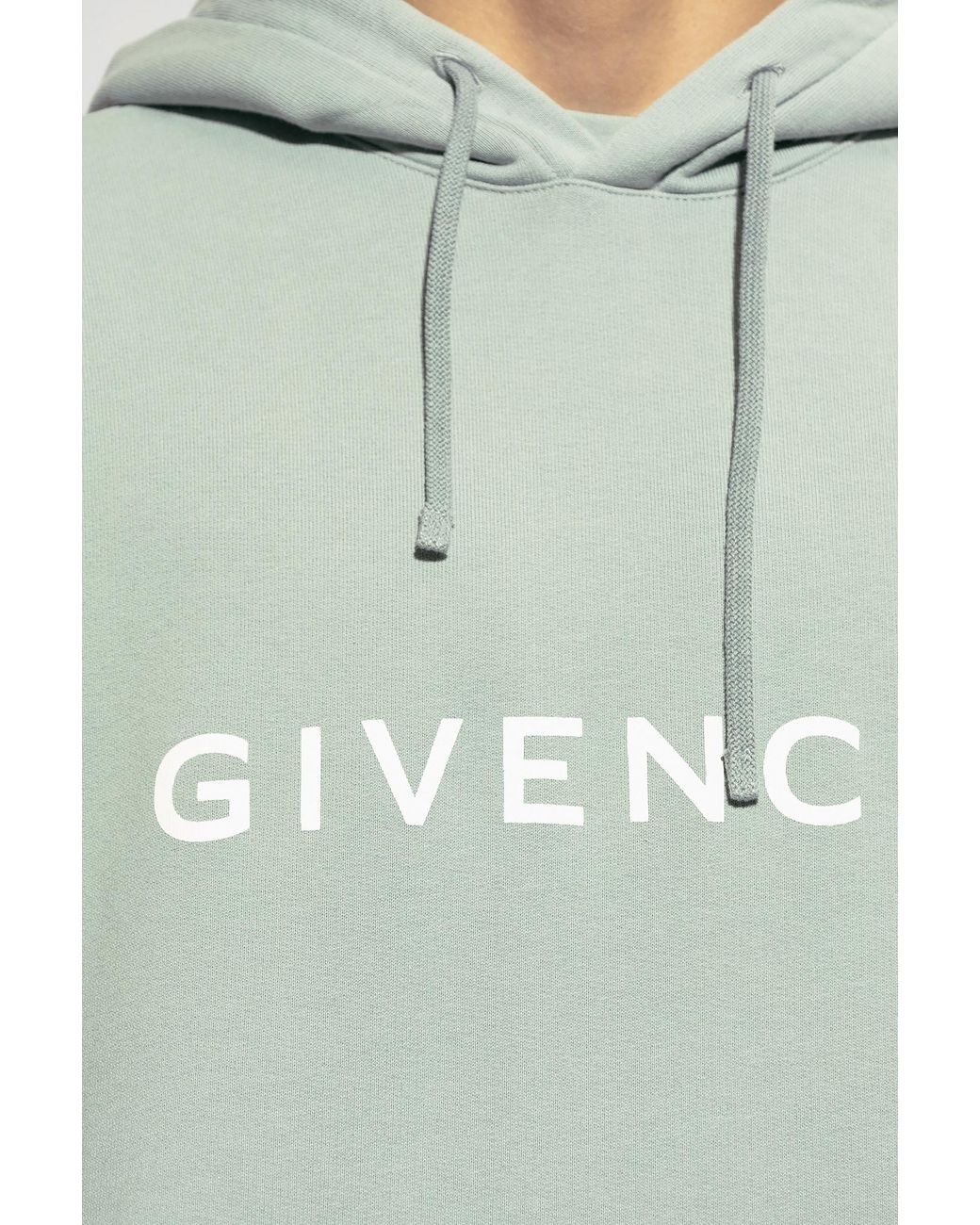 Givenchy Gray Logo Print Drawstring Hoodie for men