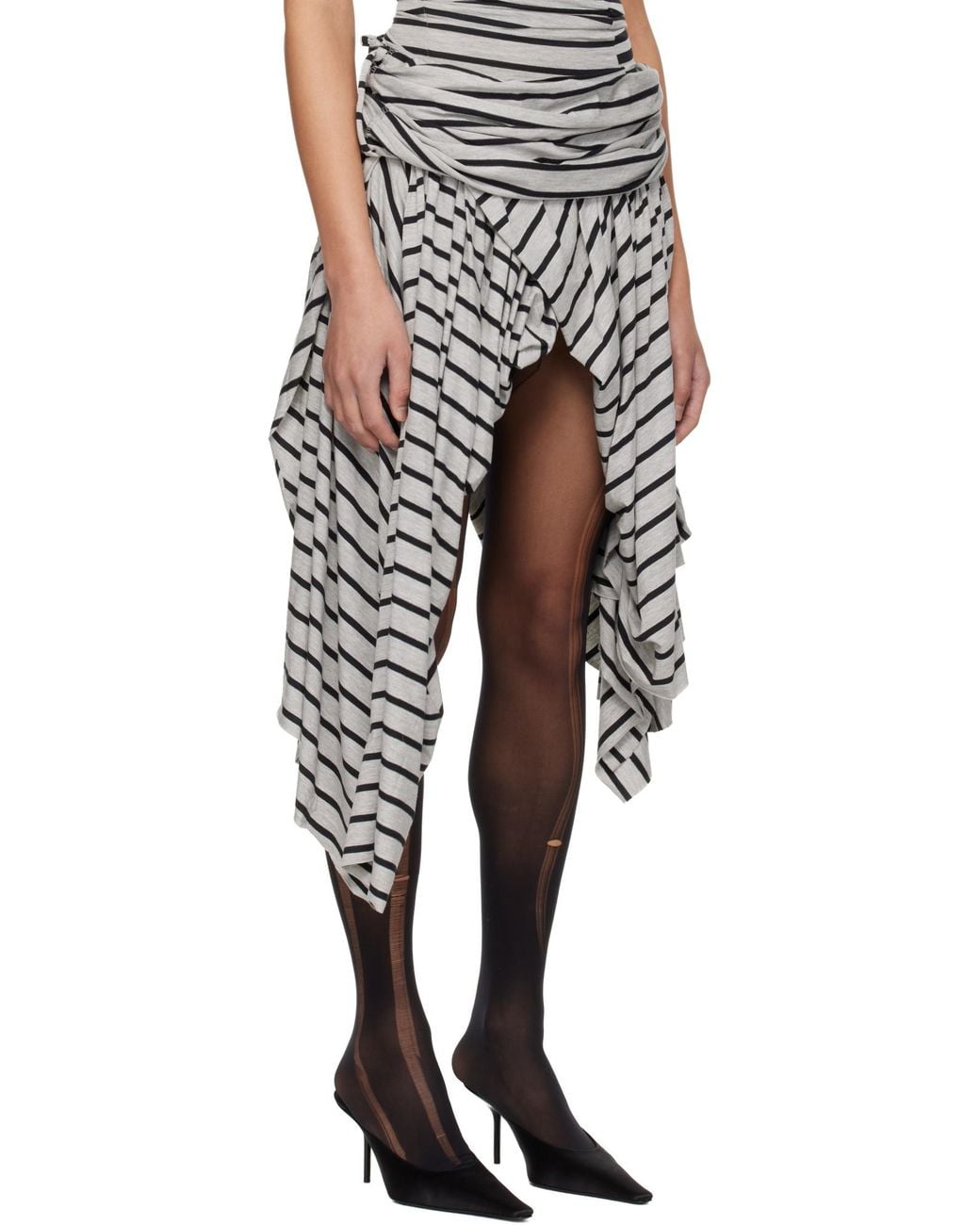 VAQUERA Gray Striped Mini Skirt