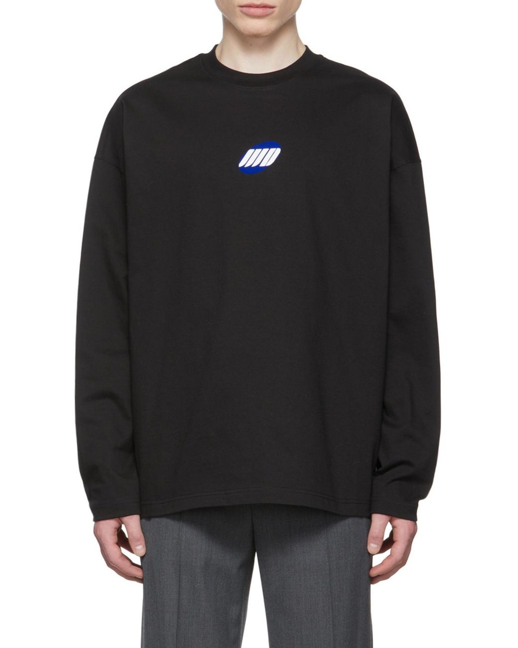 we11done Black Logo-Print Cotton Sweater for men