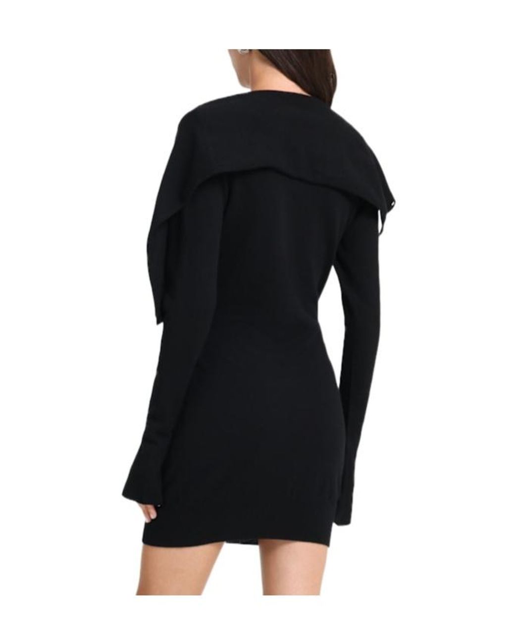 The Attico Black Virgin Wool Blend Buttoned Mini Dress