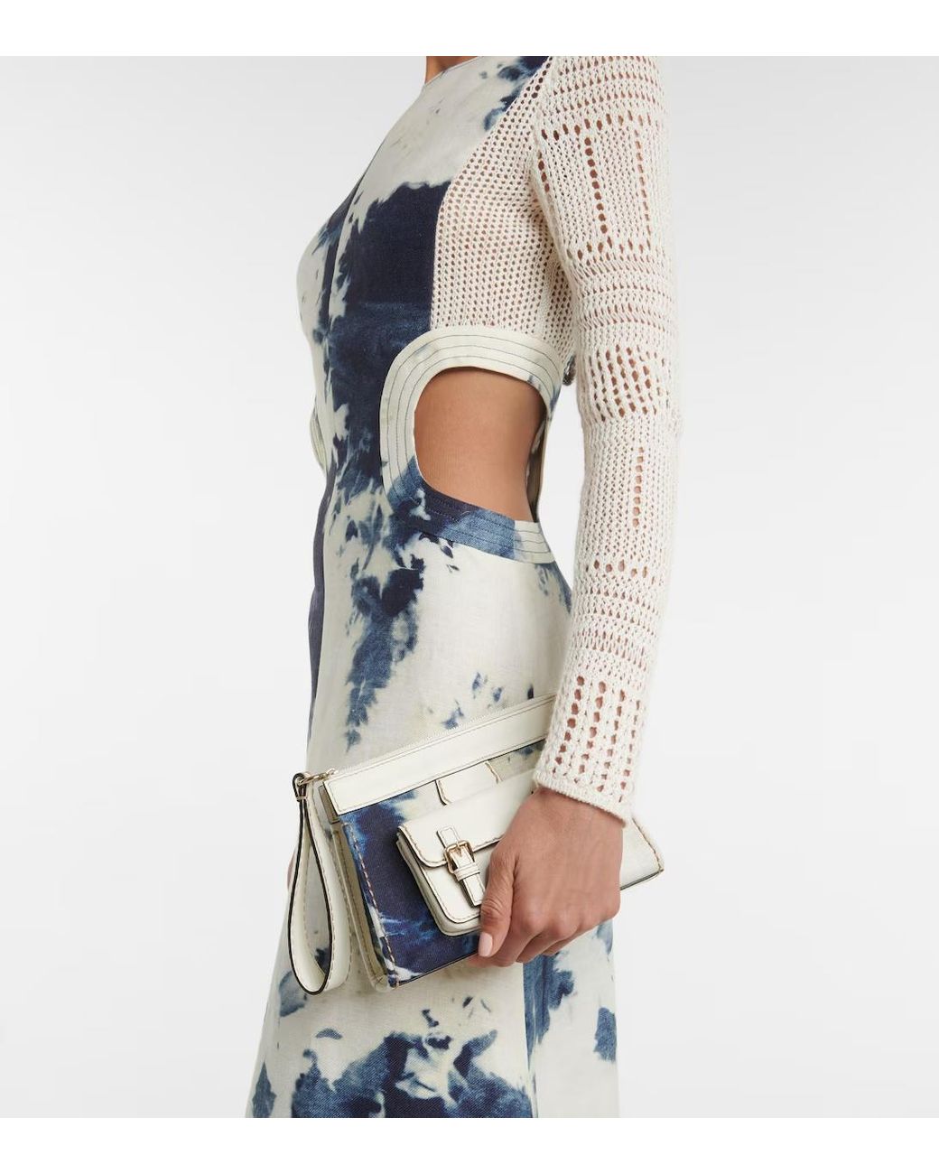 Chloé Blue Tie-Dye Cutout Midi Dress