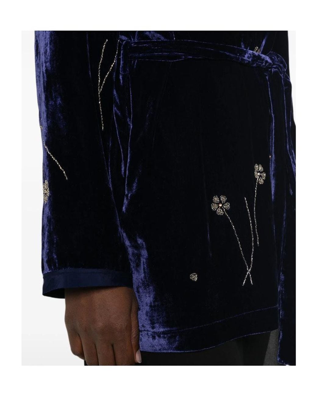 Forte_forte Blue Bead-Embellished Velvet Jacket