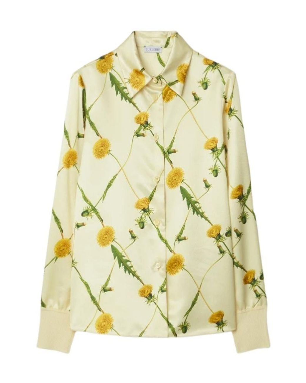 Burberry Yellow Dandelion-Print Satin Shirt