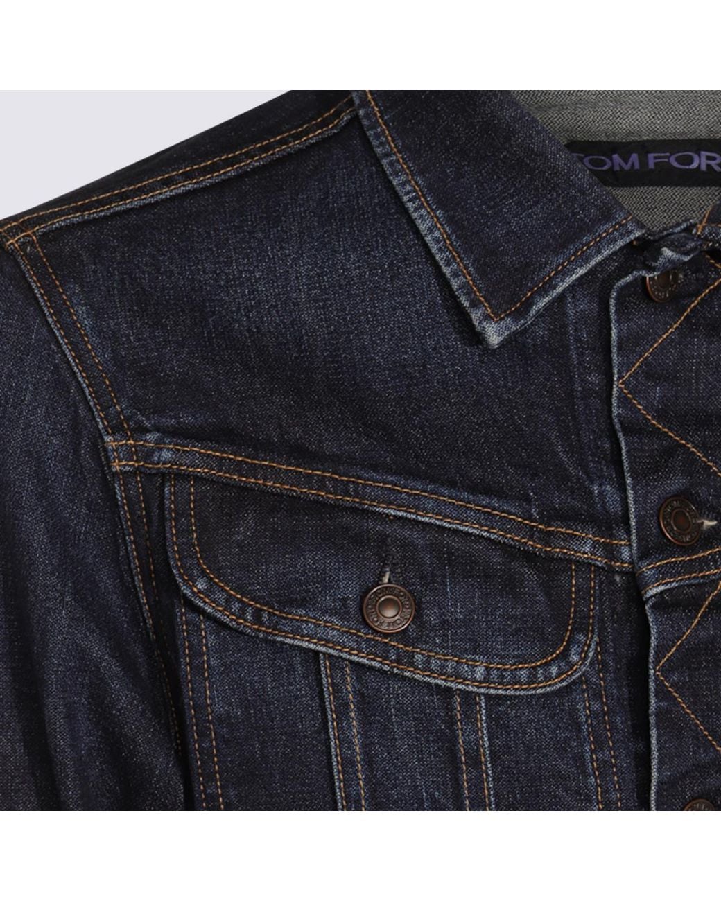 Tom Ford Blue Buttoned Denim Jacket for men