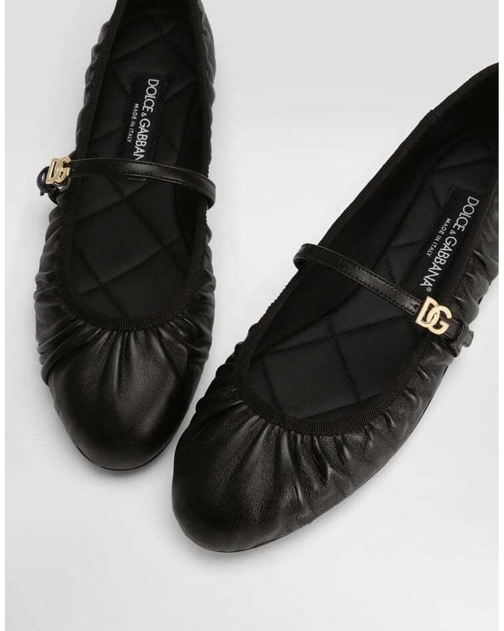 Dolce & Gabbana Black Dg Logo Plaque Ballet Flats