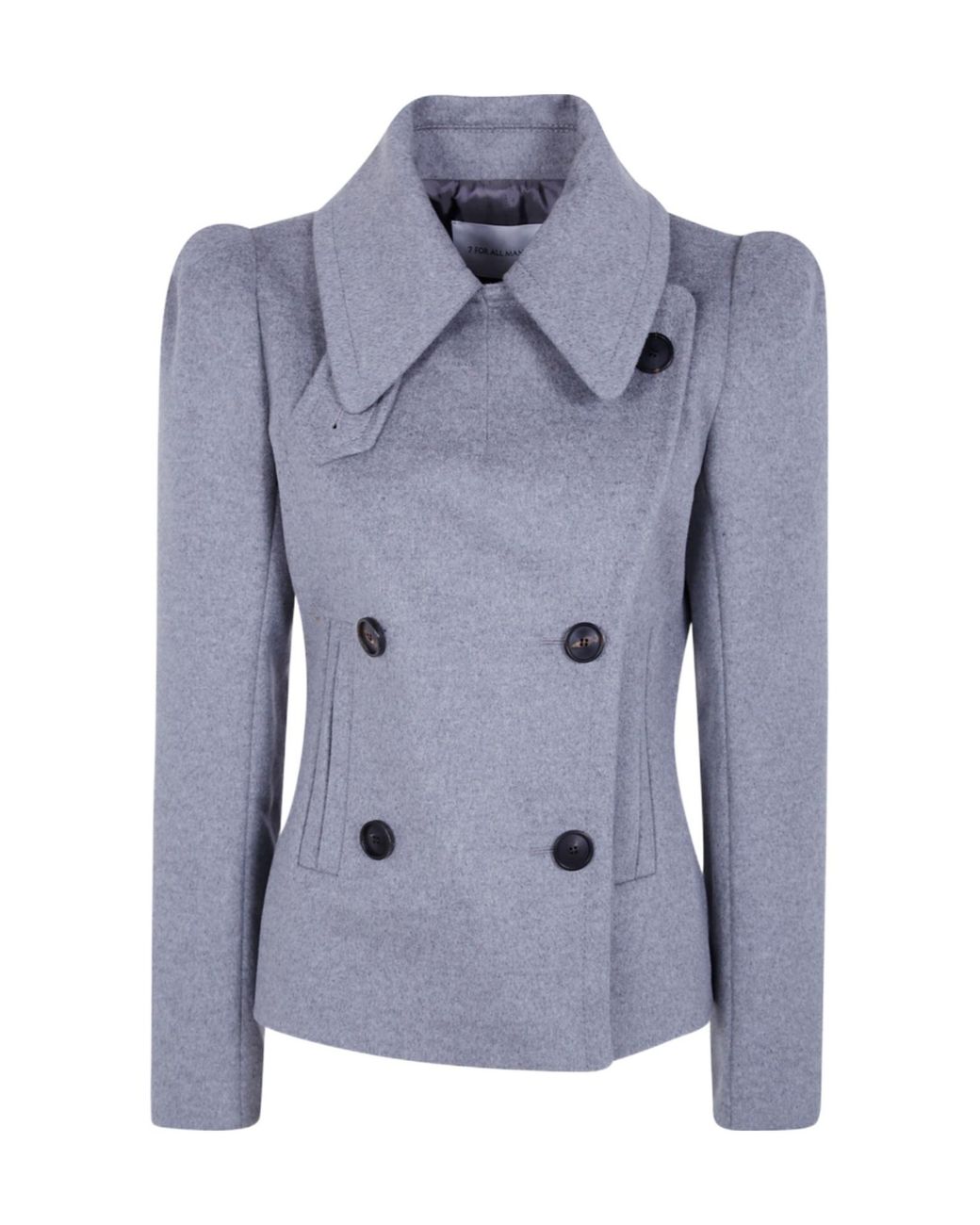 7 For All Mankind Blue Double Breasted High Shoulder Jacket