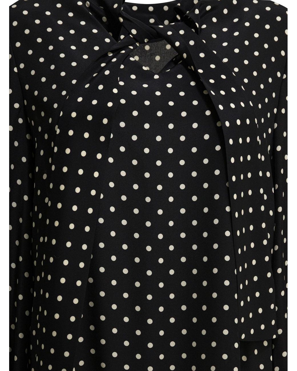 Valentino Black Polka Dot Printed Long-Sleeved Dress