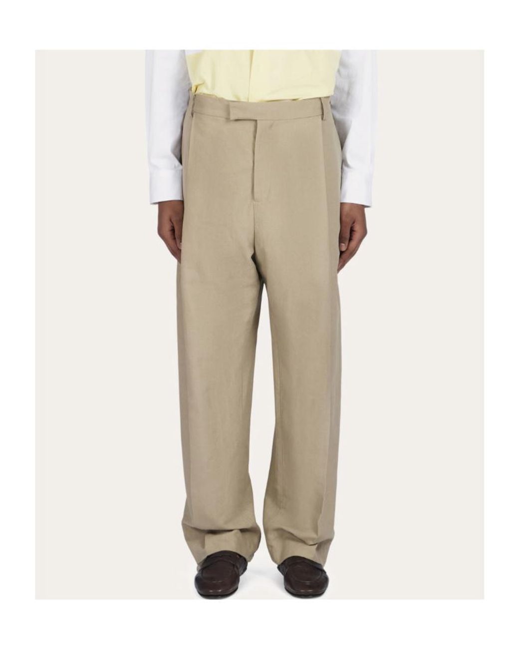 Ferragamo Natural Ferragamo Eyewear Creased Wide-Leg Pants for men