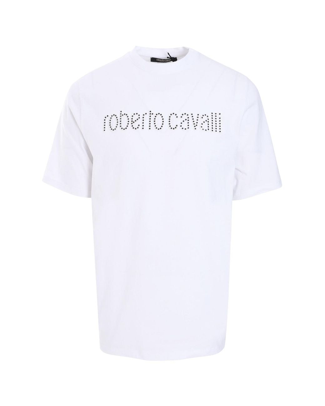 Roberto Cavalli White Mini Stud Embellished T-Shirt for men