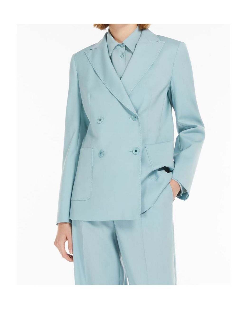 Weekend by Maxmara Blue Nervoso Double-Breasted Tailored Blazer