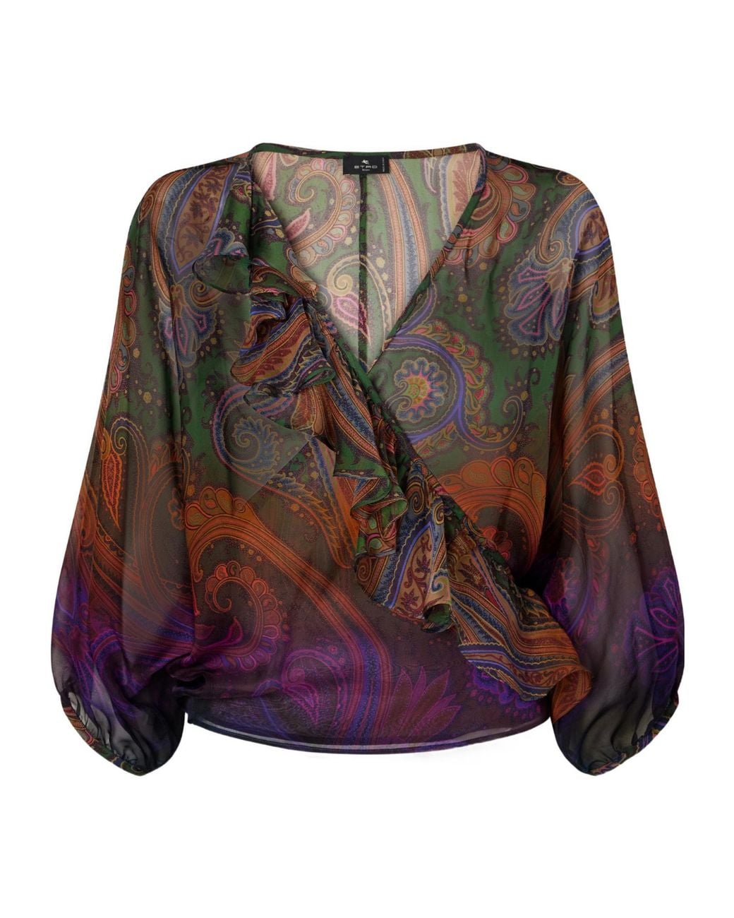 Etro Brown Paisley-Printed Silk Blouse