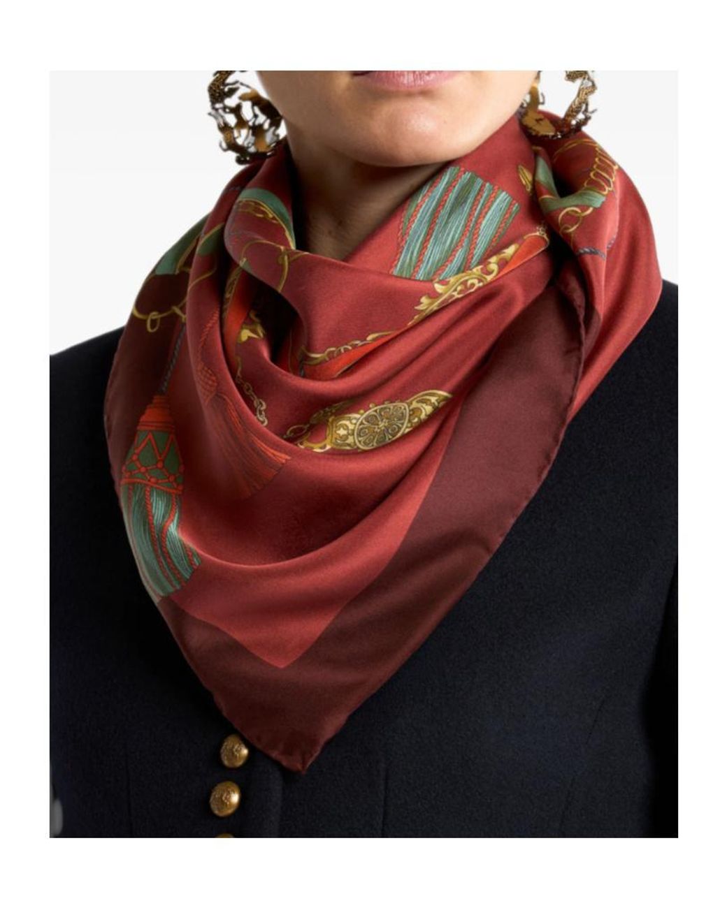 Etro Red Tassel Printed Scarf