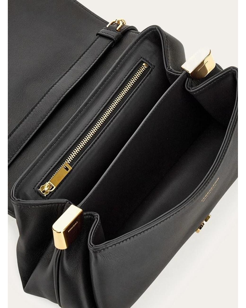 Ferragamo Black Ferragamo Front Flap Crossbody Bag