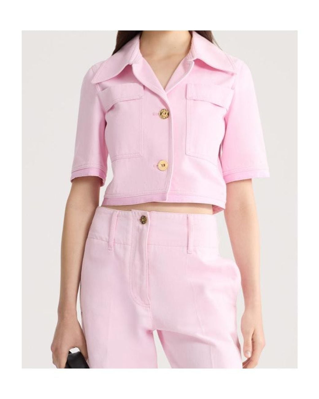 Patou Pink Cropped Button-Front Jacket