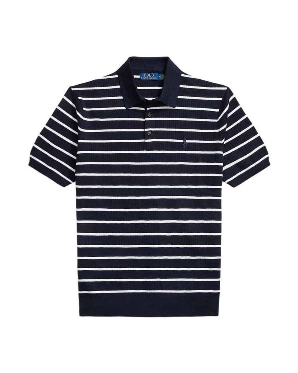 Polo Ralph Lauren Blue Knitted Short Sleeve Polo Shirt for men