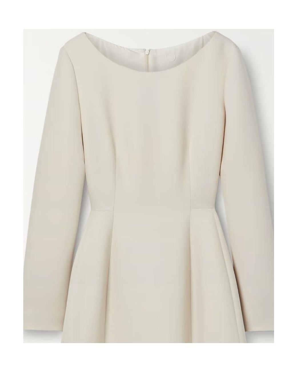 The Row White Logo Collar Wool Silk Blend Mid-Length Dress