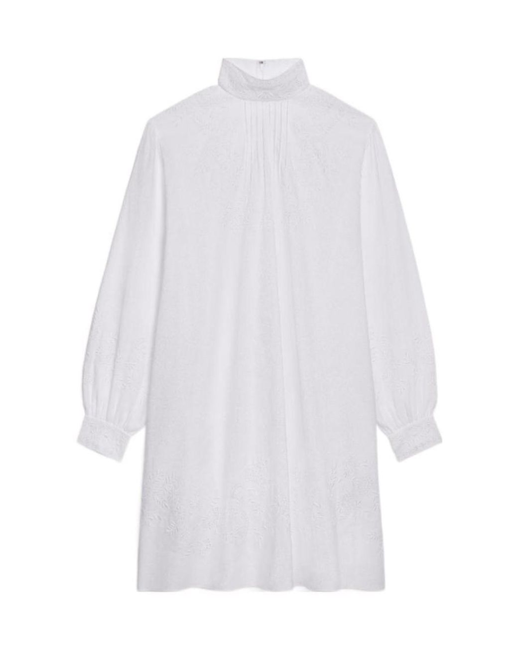 【CELINE】COTTON TOILE PRAIRIE DRESS WITH EMBROIDERY Celine Cotton Toile Prairie Dress With Embroidery in White