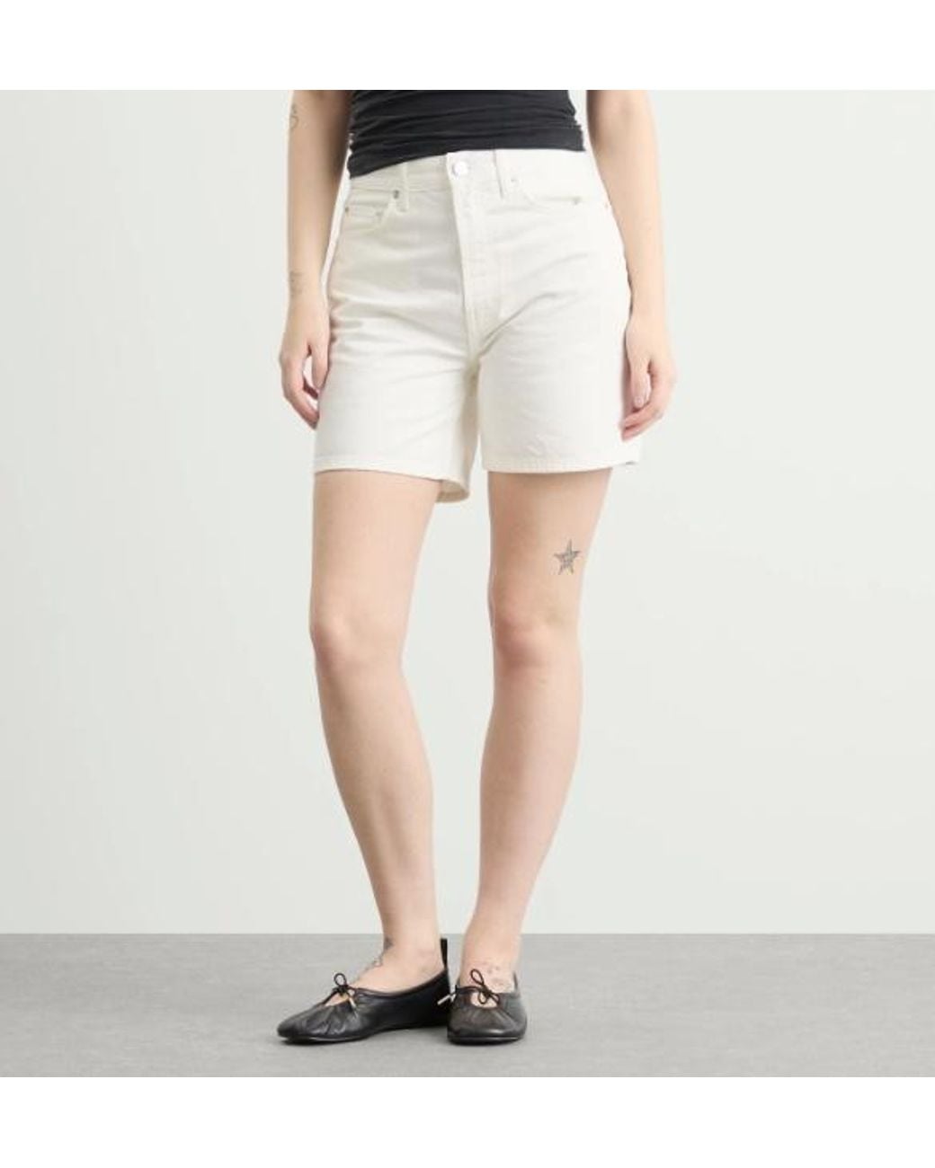 Anine Bing White Kat High-Rise Denim Shorts for men