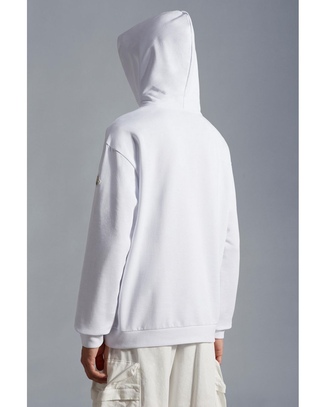Moncler White Duck-Print Cotton Hoodie for men