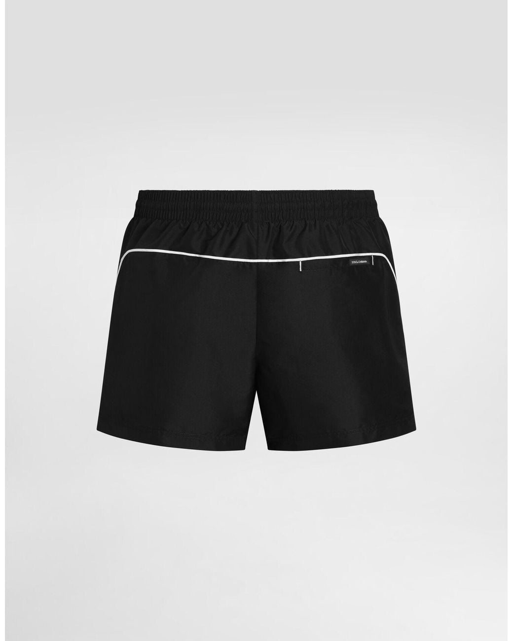 Dolce & Gabbana Black Logo Patch Swim Shorts for men