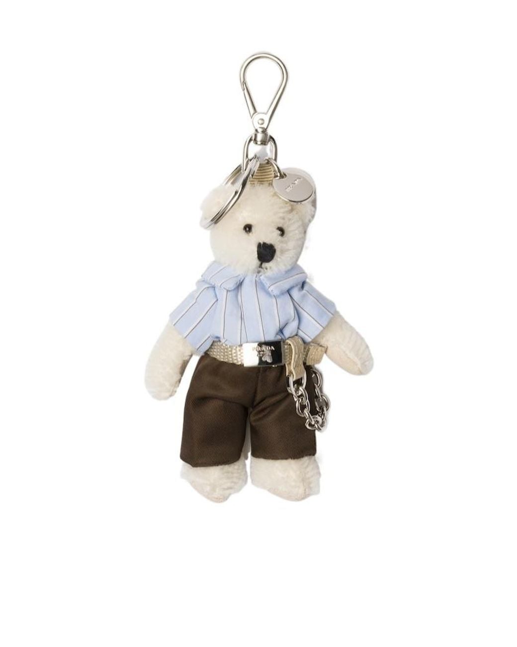 Prada White Teddy Keychain for men