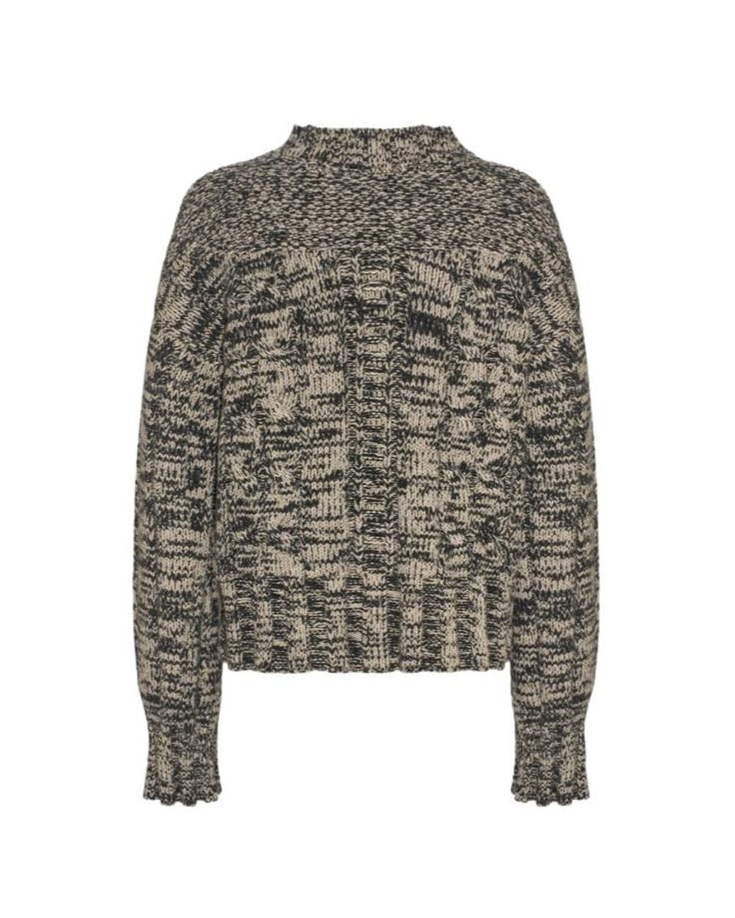 Malo Gray Mélange Cable-Knit Knitted Sweater