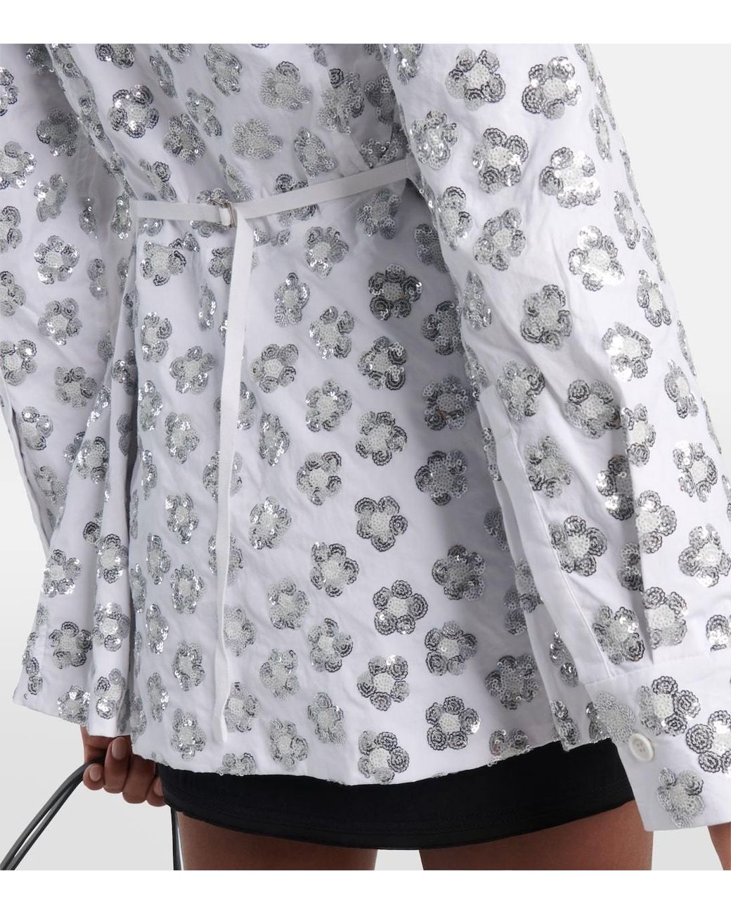 Jacquemus White Lavoir Sequinned Cotton-Blend Shirt