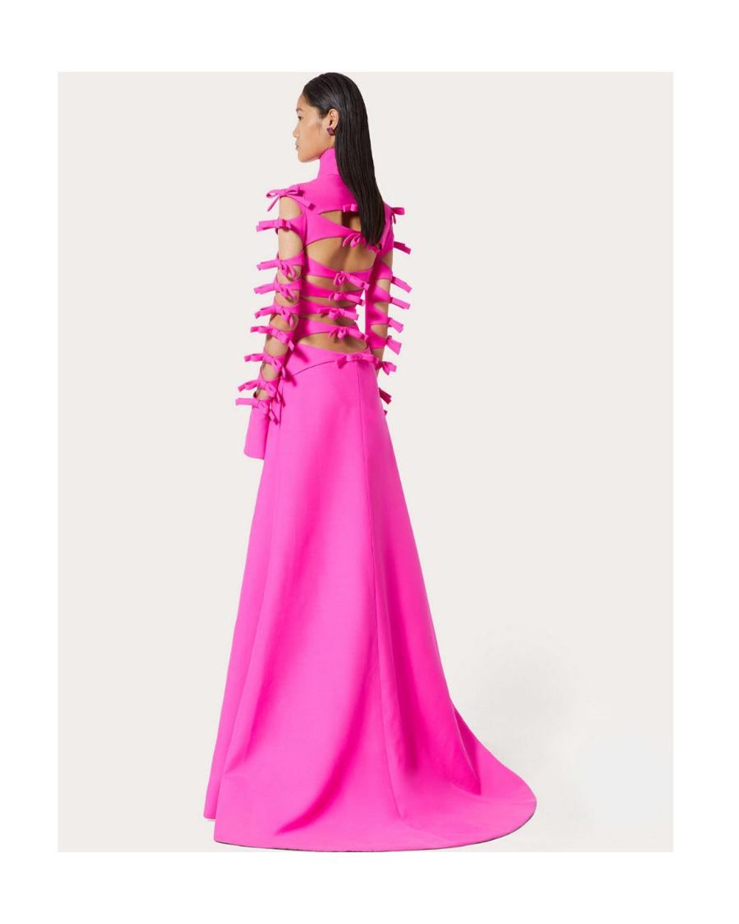 Valentino Pink Bow Detail Crepe Dress Dress