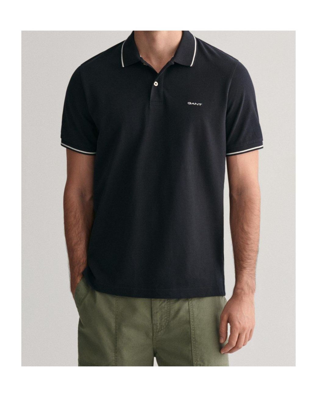 Gant Black Logo Short Sleeve Polo Shirt for men