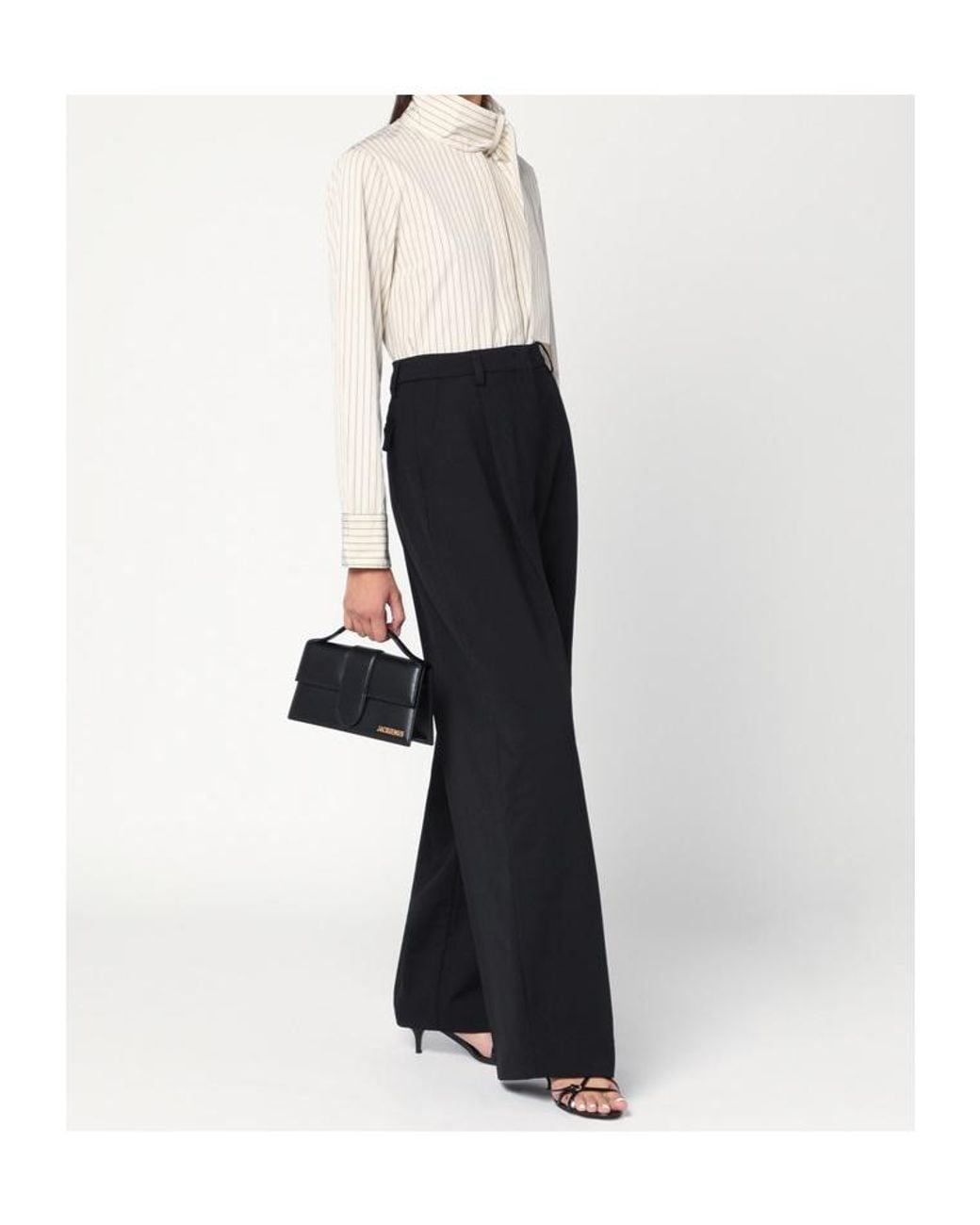 Patou White Scarf Collar Striped Shirt