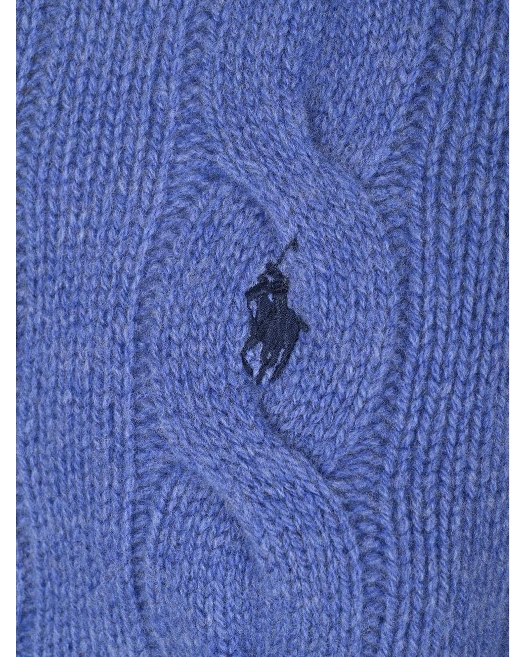 Polo Ralph Lauren Blue Logo Embroidered Cable-Knitted Jumper