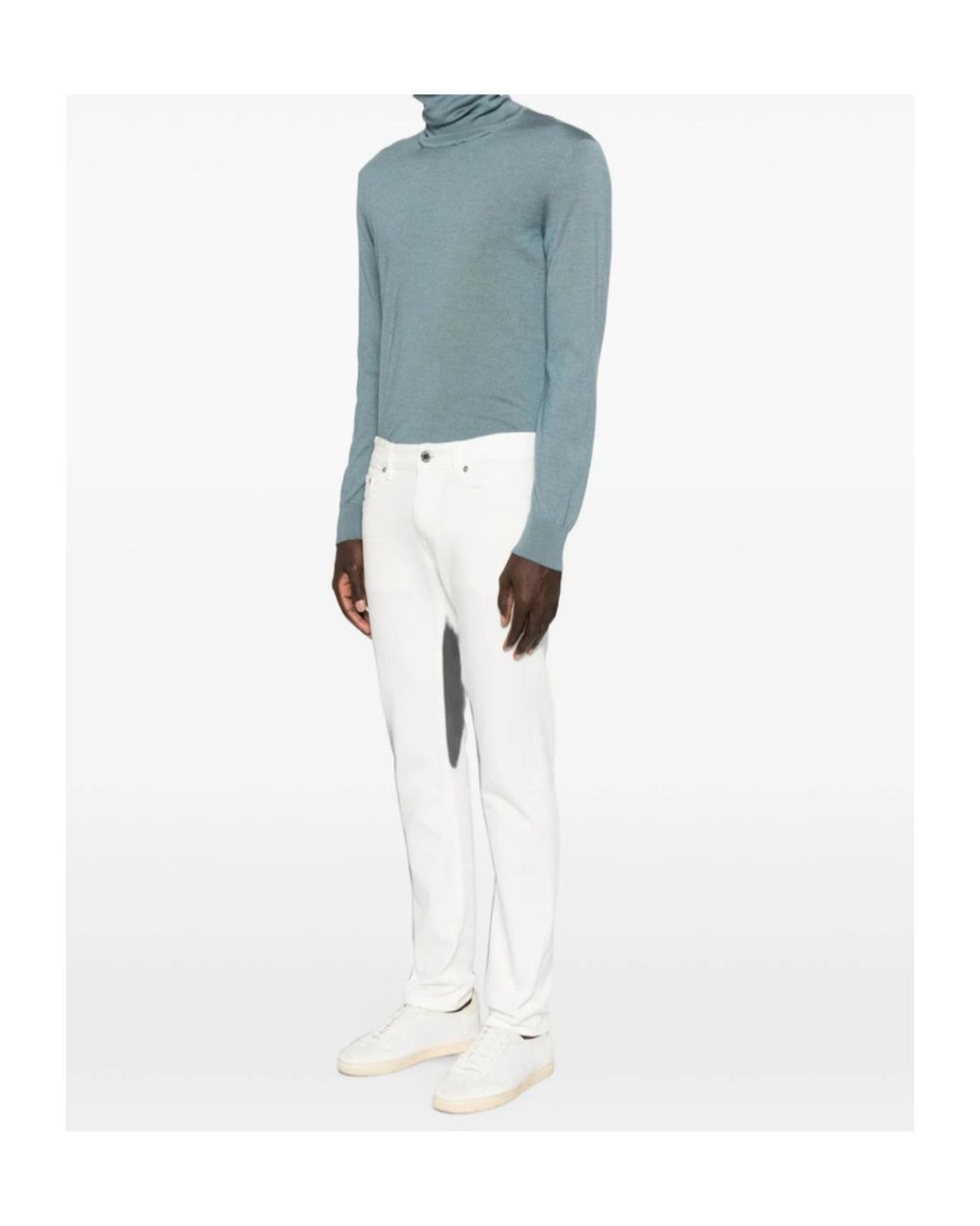 PT01 White Belt-Loop Jeans for men