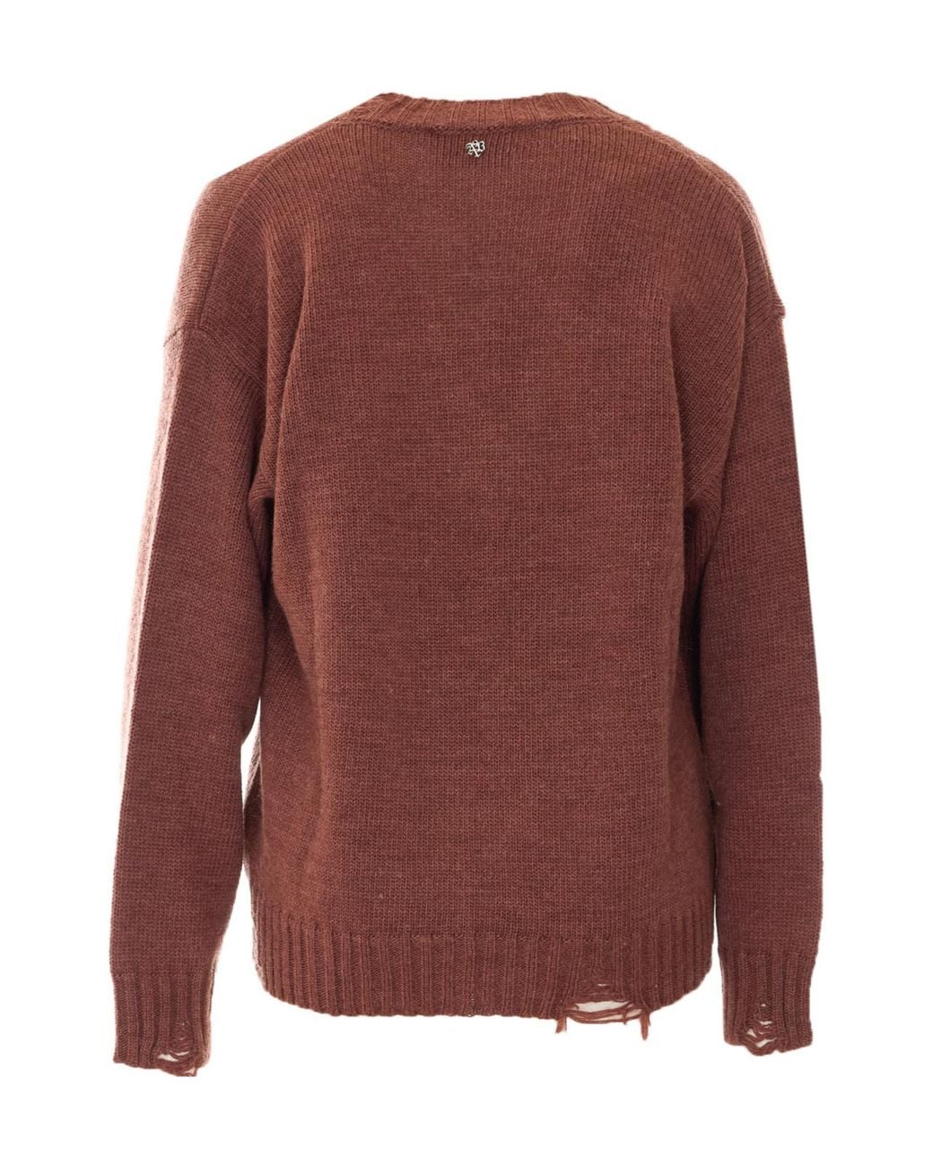 Aniye By Brown Tina Distressed V-Neck Knitted Sweater