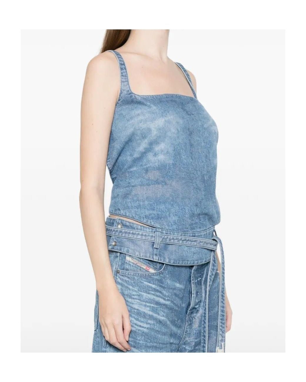 DIESEL Blue Sayra Belted Denim Top