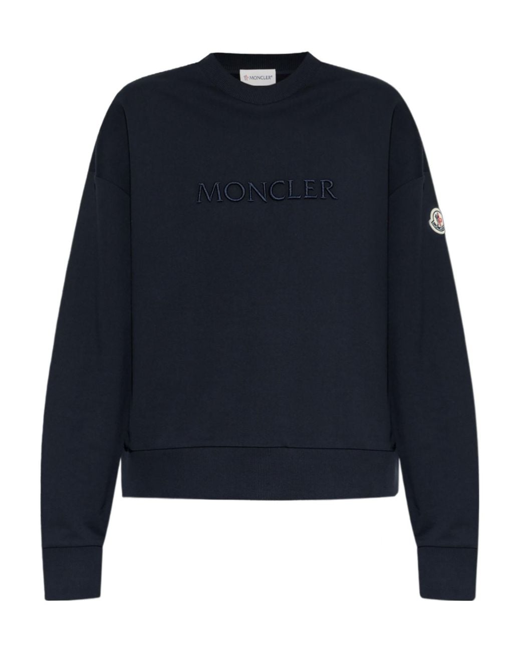 Moncler Blue Logo Embroidered Crewneck Sweatshirt